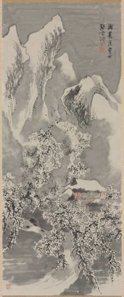 Snow Landscape, c. 1770s. Yosa Buson (Japanese, 1716-1783). Hanging scroll; ink and color on paper;
