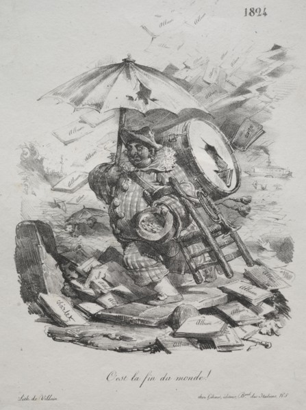 Croquis lithographiques: Lithographic Sketches:  It is the End of the World! (frontispiece), 1824.