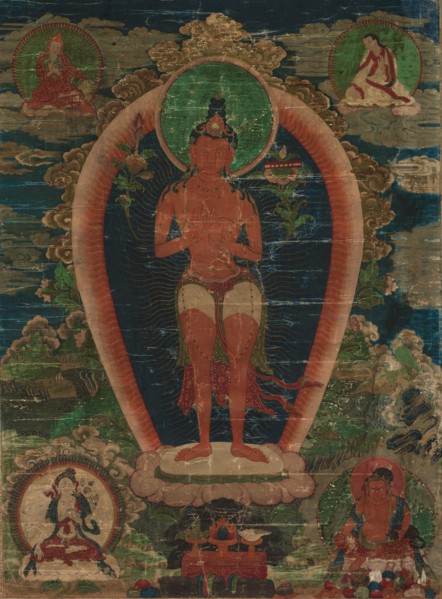 Bodhisattva Padmapani, early 1700s. Tibet, 18th century. Ink and slight color on cotton; overall: