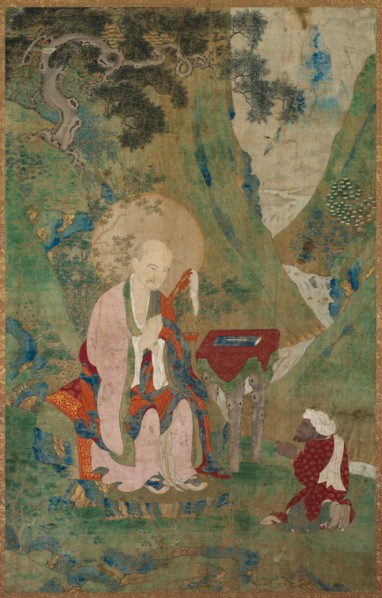 Lohan (Immortal), 1600s. Tibet, Sino-Tibetan style, 17th century. Ink and slight color on cotton;