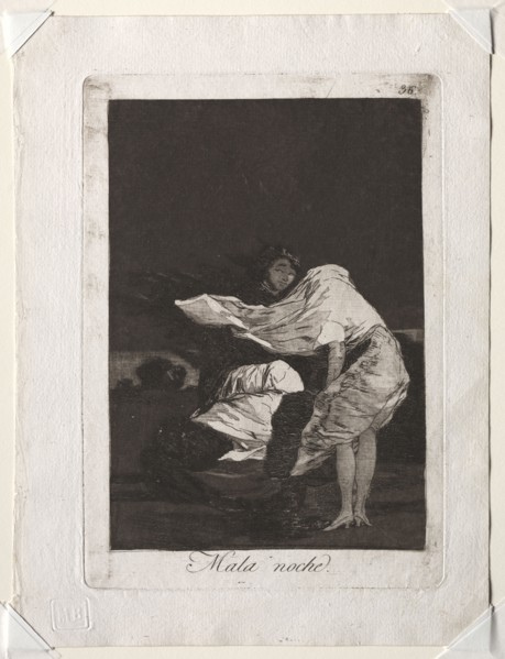 Los Caprichos: The Caprichos:  A Bad Night, 1799. Francisco de Goya (Spanish, 1746-1828). Etching