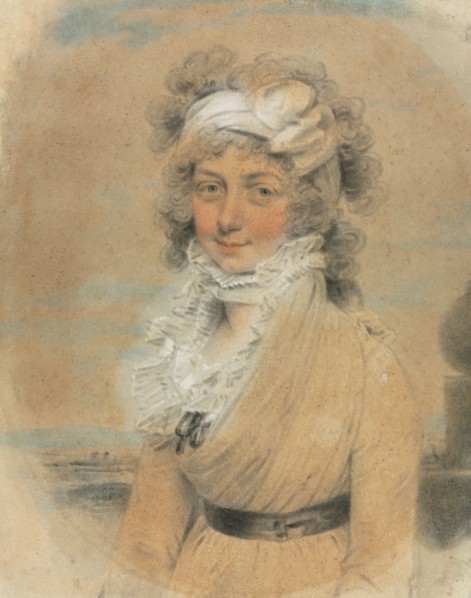 Young Lady with a White Bow on Her Head, 1795. John Downman (British, 1750-1824). Brush and black