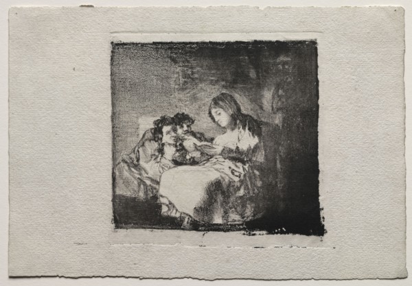 Woman Reading to Two Children, 1824-1825. Francisco de Goya (Spanish, 1746-1828). Lithograph;