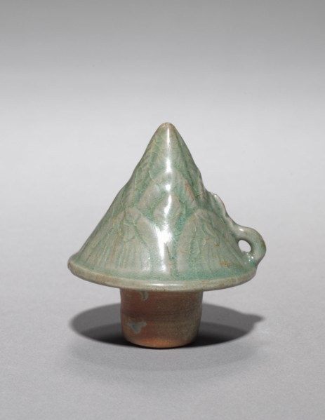 Lid for Bamboo Shoot-shaped Ewer, 1100s. Korea, Goryeo period (918-1392). Earthenware with carved