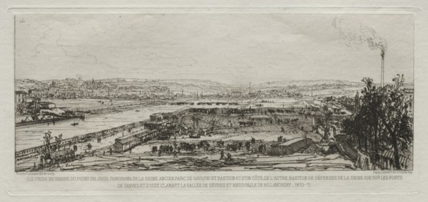 Souvenir artistiques du Siège de Paris: Vue prise du viaduc du Pont-du-Jour, Panorama de la Seine,