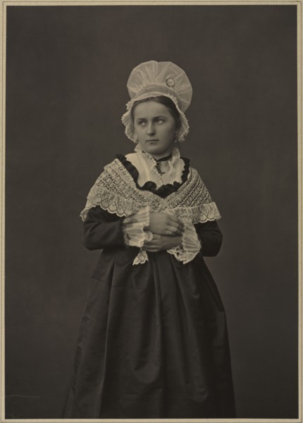 Woman in Lorraine Dress, c. 1860s-70s. Adolphe Braun (French, 1812-1877). Carbon print; paper: 40.8