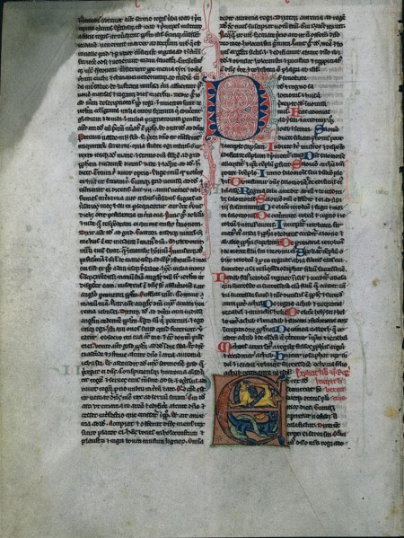 Leaf from a Bible: Initial E: Entwined Lions and Serpents (1 of 2 Excised Leaves), c. 1225-50.
