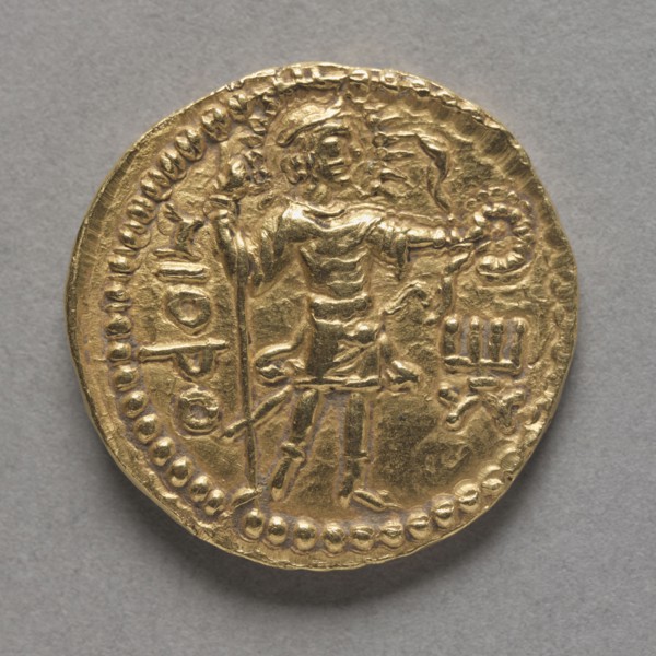 Coin: Havishka (reverse), c. 106-149 AD. India, Mathura, Kushan Period (1st Century-320). Gold;