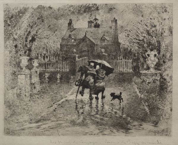 Country Neighbors, 1879-1880. Félix Hilaire Buhot (French, 1847-1898). Etching, drypoint and
