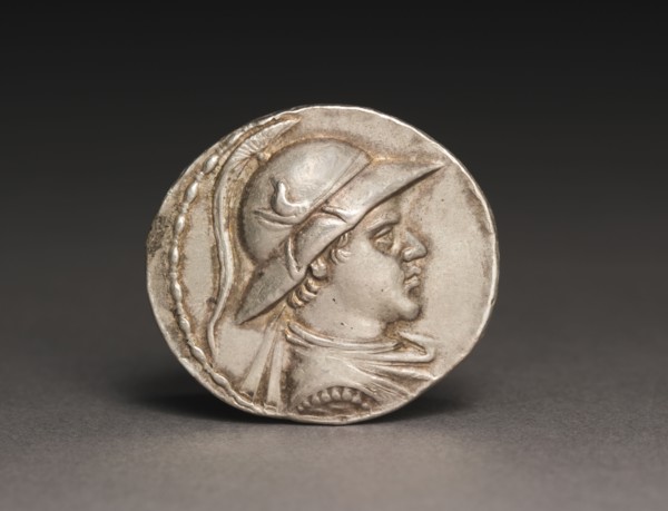 Coin of Eukratides I, 170-145 BC. Afghanistan, Bactria, Bactrian period (3rd-2nd Century BC),