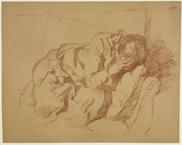 Lamenting Woman (Sarah H. Crone), 1880s or 1890s. Samuel H. Crone (American, 1858-1913). Red chalk;