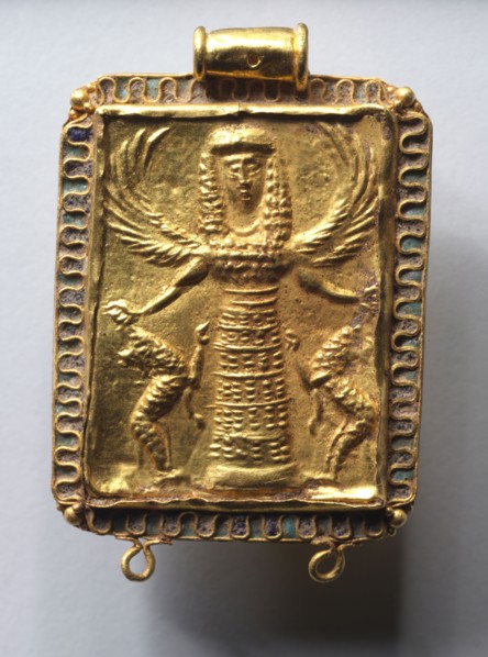 Daedalic Pendant with Potnia Theron (Mistress of Animals), 650-600 BC. Eastern Greece, Rhodian, 7th