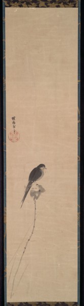 Bird on a Lotus Bud, 1600s. Kano Tan’yu (Japanese, 1602-1674). Hanging scroll, ink on paper;