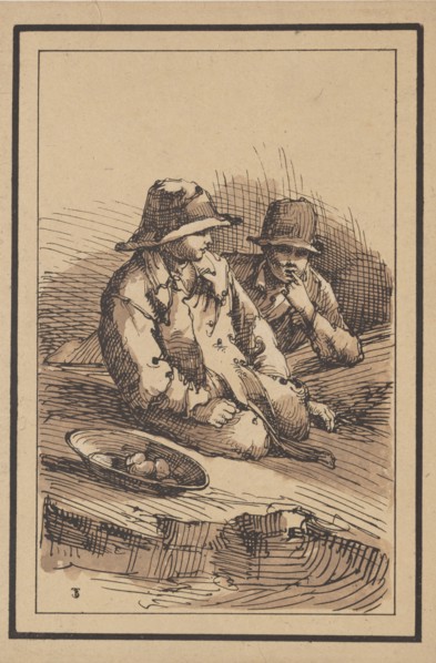 Rustic Figures: Two Boys, 1801. Thomas Barker (British, 1769-1847). Lithograph hand-colored with