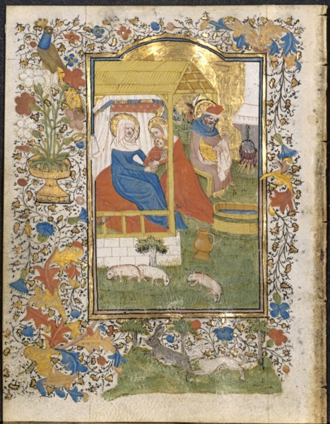 The Nativity: Leaf from a Book of Hours (3 of 6 Excised Leaves), c. 1420-1430. Or workshop Henri