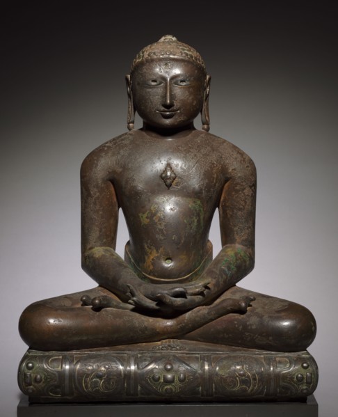 Jina (Tirthankara), 900s-1000s. India, Rajasthan, Medieval period. Bronze with silver inlay;