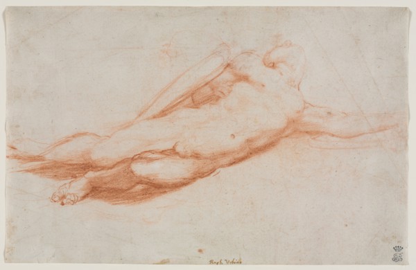 Study of a Fallen Soldier (possibly the Conversion of Saul) (recto); A Draped Female Figure