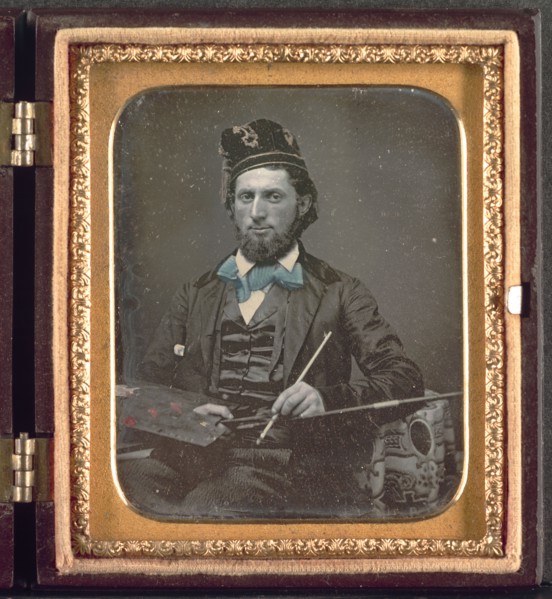 Artist with His Palette and Brushes, c. 1850s. Unidentified Photographer. Daguerreotype,