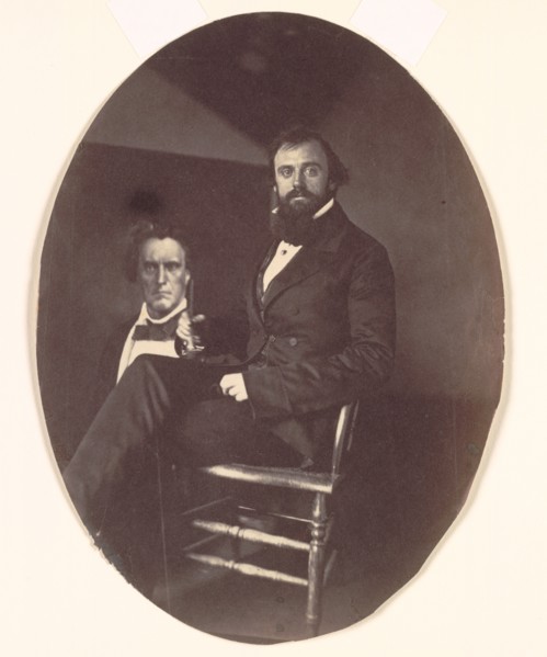 John R. Johnston with Painting, late 1850s. John R. Johnston (American, 1820-1872). Salted paper