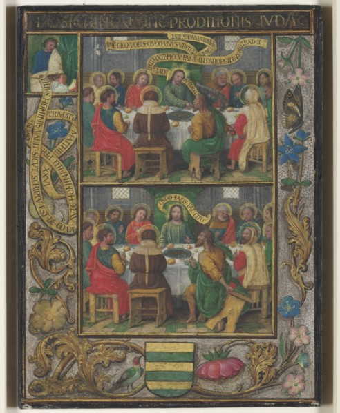 Single Leaf with Scenes from the Last Supper, c.1525-1530. Simon Bening (Flemish, 1483-1561).