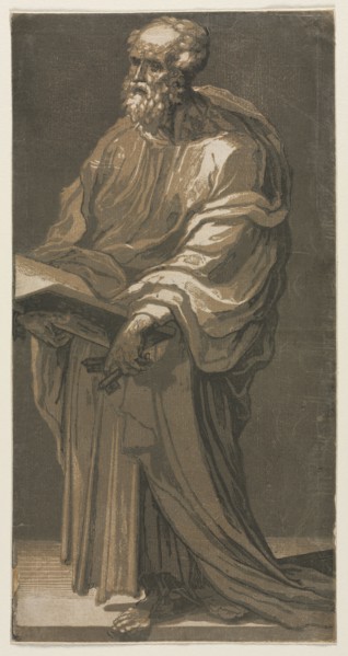 Saint Peter, c. 1547. Domenico Beccafumi (Italian, 1486-1551). Chiaroscuro woodcut printed in four