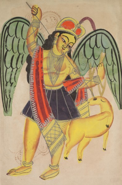 Diana or Artemis, Goddess of the Hunt, 1800s. India, Calcutta, Kalighat painting, 19th century.
