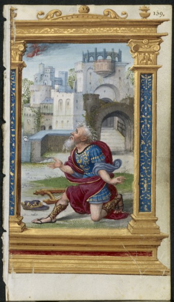 Leaf from a Book of Hours: King David in Prayer (2 of 3 Excised Leaves), c. 1530-35. Noël Bellemare