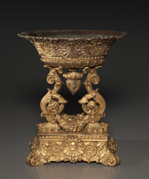 Centerpiece, or Jardinière, c. 1830-1850. France, Paris, 19th century. Gilt bronze with enamel