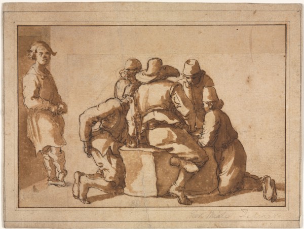 Genre Scene of Young Men Playing a Game. Attributed to Frederico Zuccaro (Italian, 1540/1-1609).