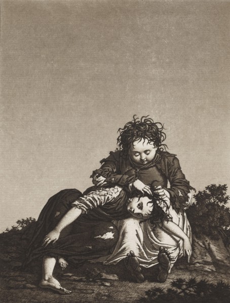 The Young Beggars, c. 1800. Karl Ludwig Bernhard Buchhorn (German, 1770-1856). Aquatint; sheet: 31
