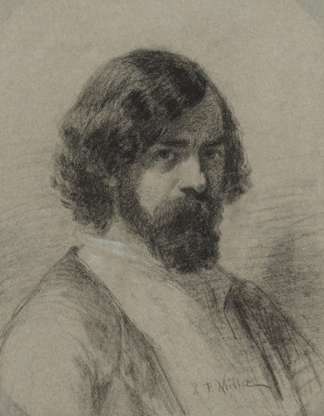 Portrait of Narcisse Virgile Diaz de la Peña, 1848. Jean-François Millet (French, 1814-1875). Black