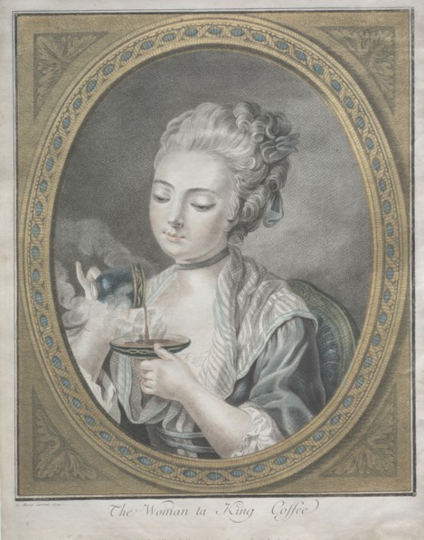 The Woman taking Coffee, 1774. Louis-Marin Bonnet (French, 1736-1793). Color chalk-manner etching