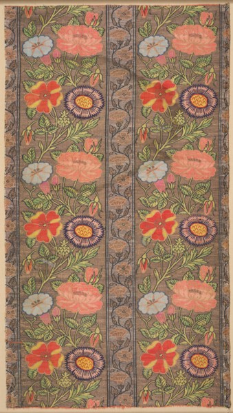 Floral striped silk on a golden ground, 1600-1650. Iran, Safavid Period. Samite: silk, gilt- and