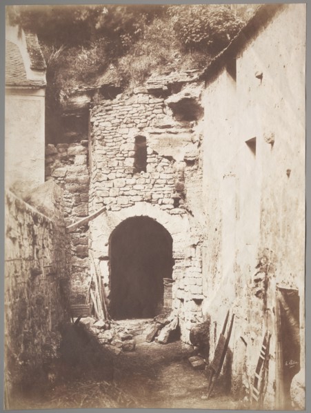 Behind the Troglodyte Farm, c. 1853. Henri Le Secq (French, 1818-1882). Salted paper print from