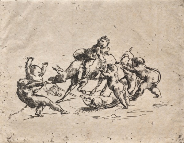 Bacchanal with Children and Donkey. Jean-Baptiste Carpeaux (French, 1827-1875). Etching; sheet: 16