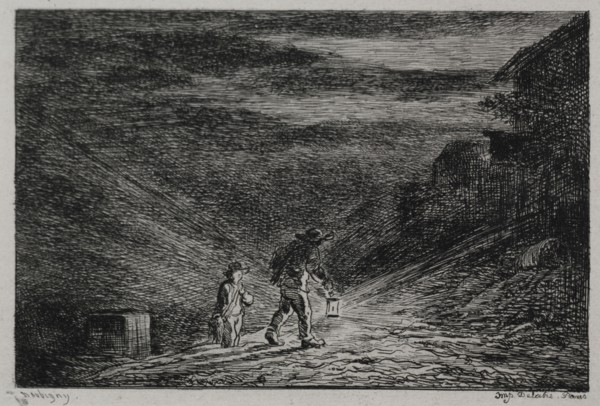 The Boat Trip:  The Search for an Inn, 1861. Charles François Daubigny (French, 1817-1878). Wove