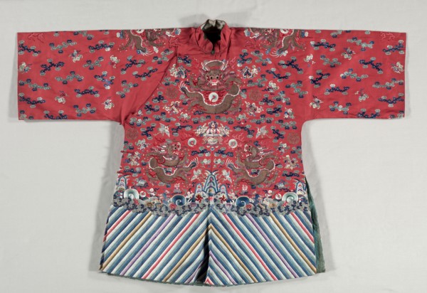Woman's Bridal Dress: Dragon Jacket, Pleated Skirt, Tabard, 1800s. China, Qing Dynasty, late 19th