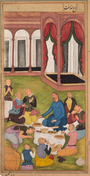 Mary Magdalene Presents Ointment to Jesus, from a Mirror of Holiness (Mir’at al-quds) of Father