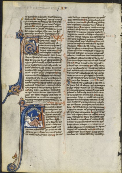 Leaf from a Latin Bible: Initial A and Initial A: Judith Beheading Holofernes, c. 1230-1240. Circle