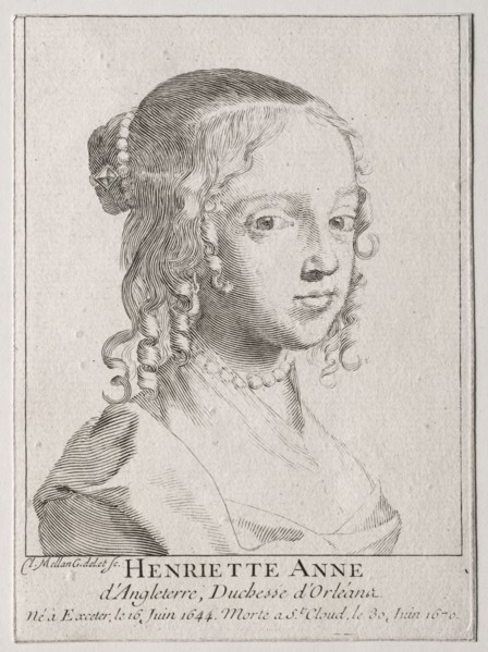 Henriette-Marie d'Angleterre, duchess d'Orleans. Claude Mellan (French, 1598-1688). Engraving;