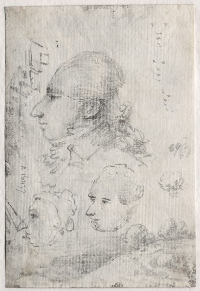 Studies of Heads (verso), c. 1820s(?). Thomas Monro (British, 1759-1833). Black chalk; sheet: 15.6