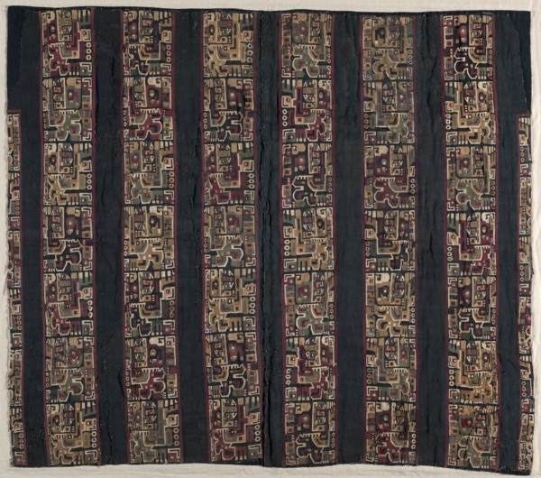 Tunic Fragments with Bird-Headed Creature, 600-1000. Central Andes, Middle Horizon, Wari, 6th-11th