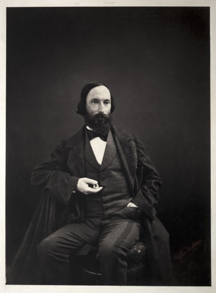 Auguste Vacquerie, c. 1860. Pierre Jean Delbarre (French, 1826-). Albumenized salt  print from wet