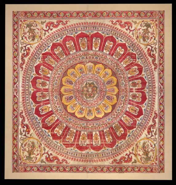 Lotus-blossom petal canopy, 1500s-early 1600s. Probably eastern India. Lampas: silk; overall: 186.7