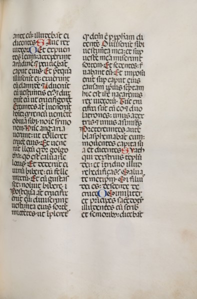 Missale: Fol. 121: contains music for "Hely Hely Lama etc." within St. Mattion Passion, 1469.