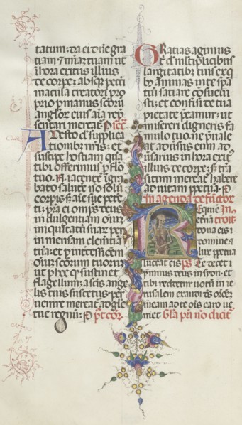 Missale: Fol. 387v: Death represented as a Skeleton with a Sickle, 1469. Bartolommeo Caporali