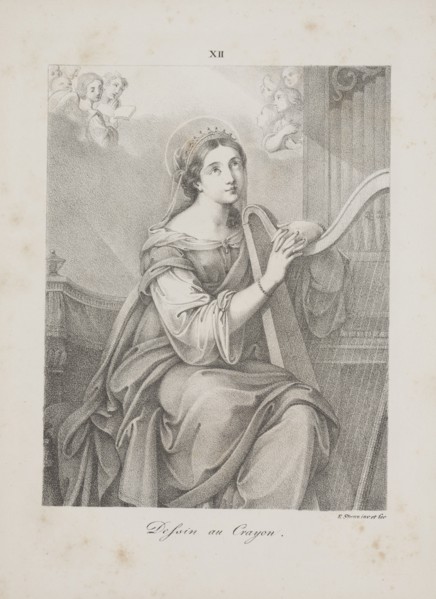Art of the Lithograph: Saint Cecily, Plate XII, 1819. Alois Senefelder (German, 1771-1834).