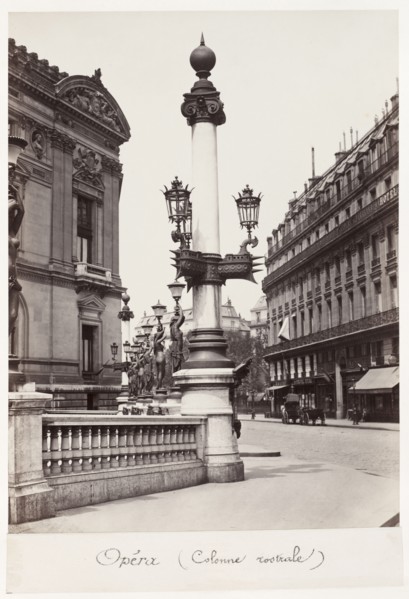 Opéra (Rostral Column), c. 1875. Charles Marville (French, 1816-1879). Albumen print from wet