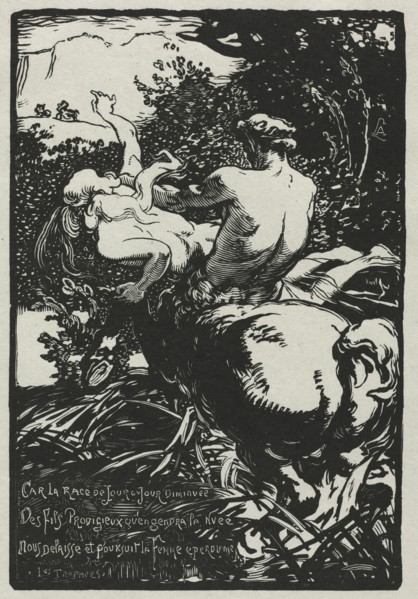 The Centaur, 1896. Auguste Louis Lepère (French, 1849-1918). Woodcut; sheet: 27.8 x 18.6 cm (10
