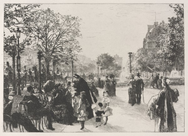 Tuileries Gardens. Léon Augustin Lhermitte (French, 1844-1925). Etching; sheet: 26.1 x 36.3 cm (10